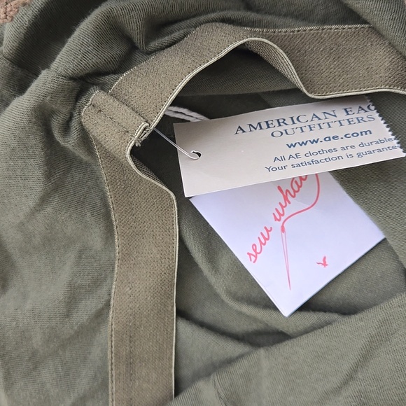 American Eagle Olive Green Lace Trim Tank Top Cami Y2k - Size L - NWT - Picture 9 of 10